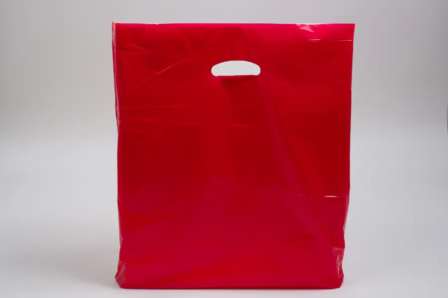 20W x 5D x 20H, Super Gloss Plastic Bags, Red