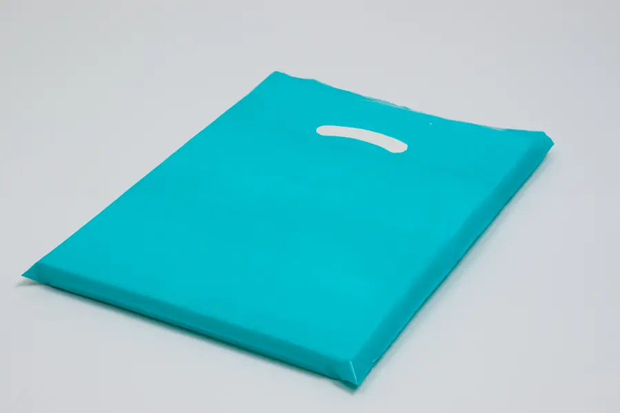 9W x 12H, Super Gloss Plastic Bags, Teal