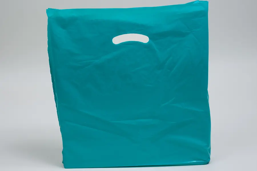 18W x 4D x 18H, Super Gloss Plastic Bags, Teal