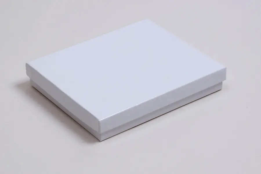 5L x 6W x 1H, 2-Piece Set-Up Jewelry Boxes w/Fiber Insert, Gloss White
