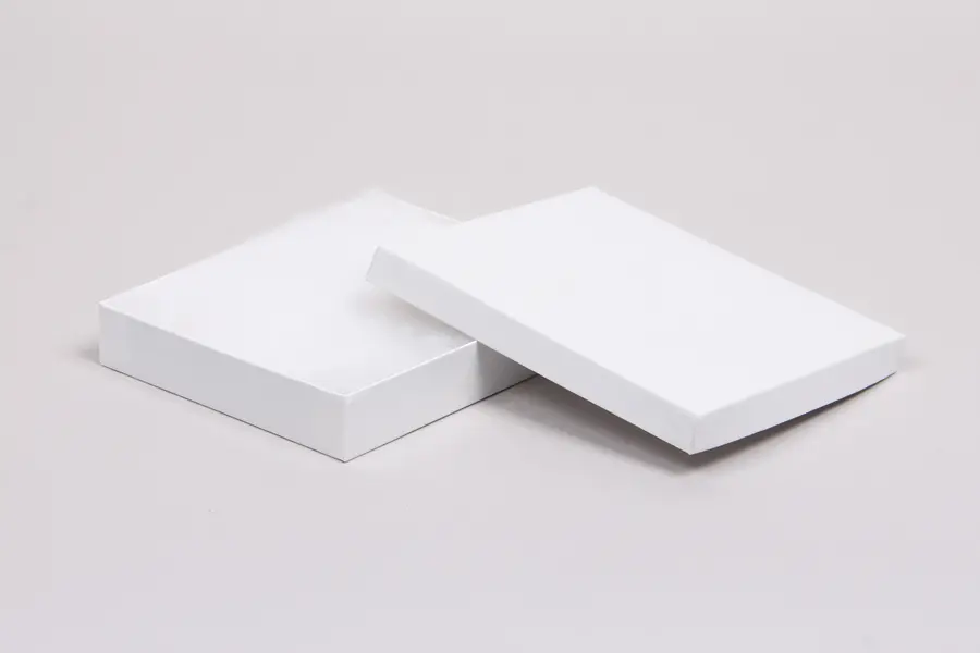 5-1/2L x 8W x 1-1/4H, 2-Piece Set-Up Jewelry Boxes w/Fiber Insert, Gloss White