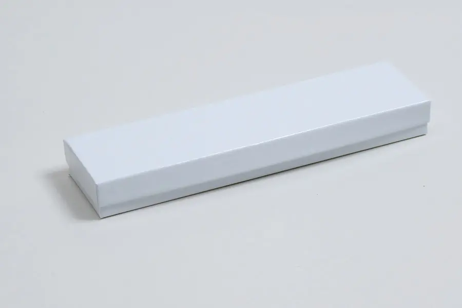 2L x 8W x 7/8H, 2-Piece Set-Up Jewelry Boxes w/Fiber Insert, Gloss White