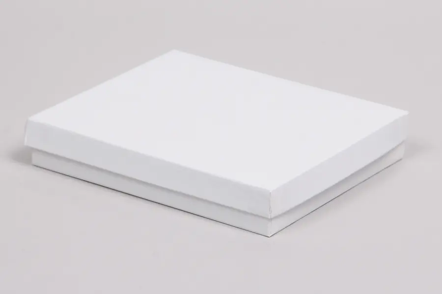 5-1/2L x 8W x 1-1/4H, 2-Piece Set-Up Jewelry Boxes w/Fiber Insert, Gloss White