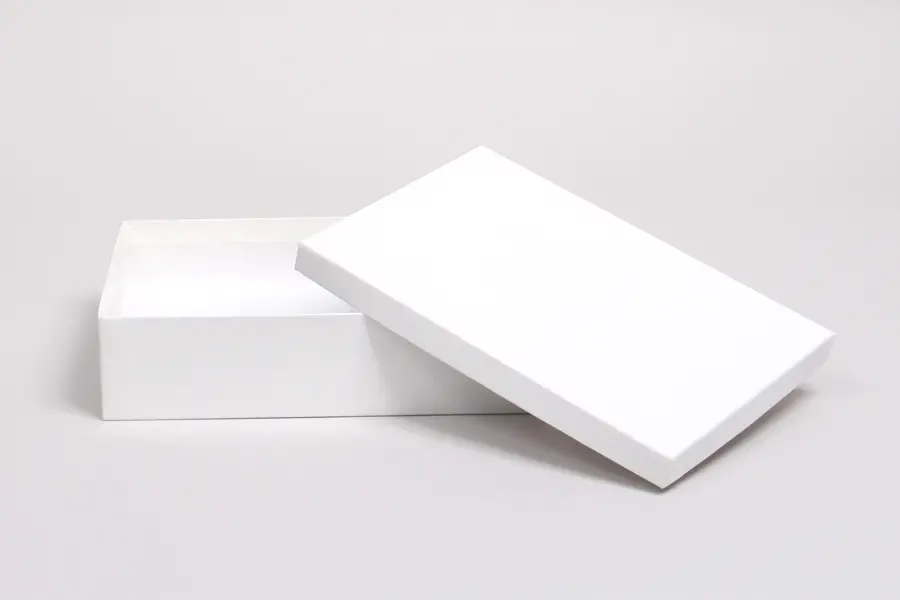 5-1/2L x 8W x 2H, 2-Piece Set-Up Jewelry Boxes w/Fiber Insert, Gloss White