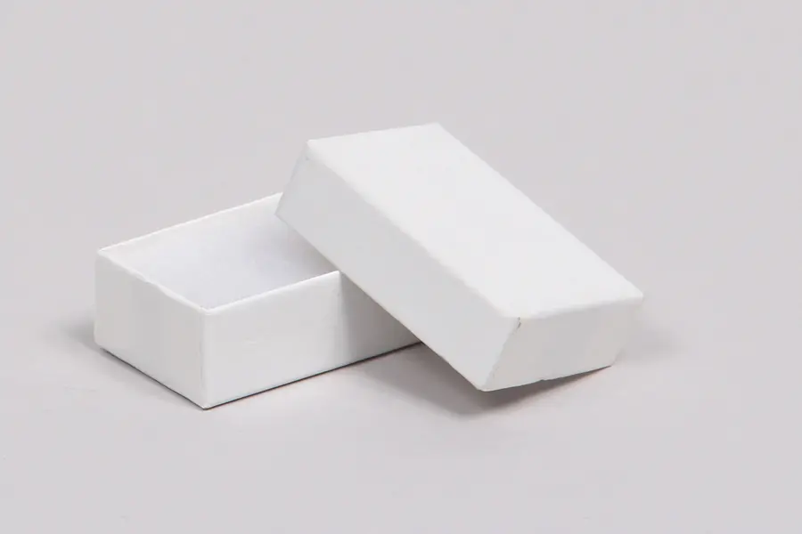 1-1/8L x 1-3/4W x 5/8H, 2-Piece Set-Up Jewelry Boxes w/Fiber Insert, Gloss White