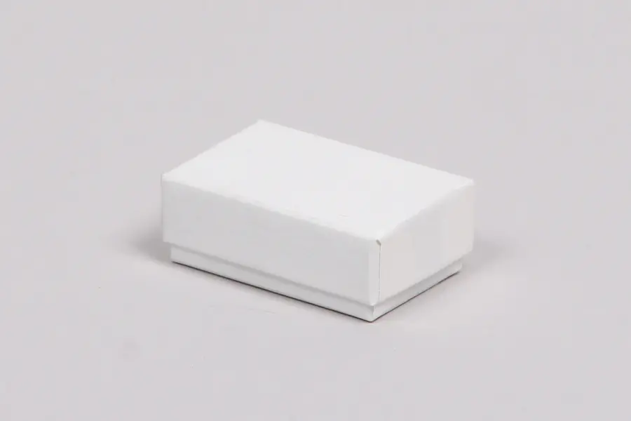 1-1/8L x 1-3/4W x 5/8H, 2-Piece Set-Up Jewelry Boxes w/Fiber Insert, Gloss White