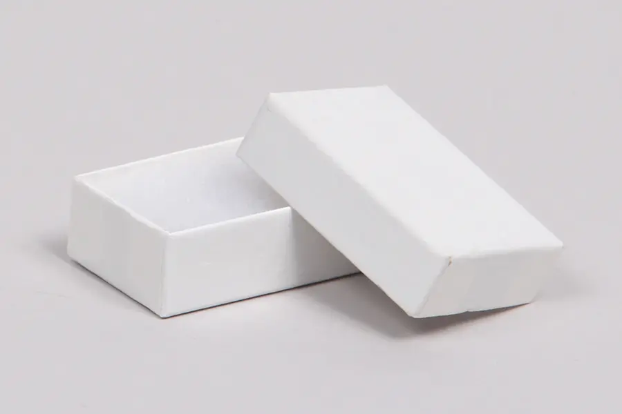 2-1/2L x 1-1/2W x 7/8H, 2-Piece Set-Up Jewelry Boxes w/Fiber Insert, Gloss White