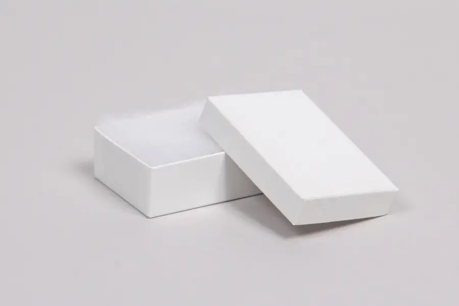 3L x 2-1/8W x 1H, 2-Piece Set-Up Jewelry Boxes w/Fiber Insert, Gloss White