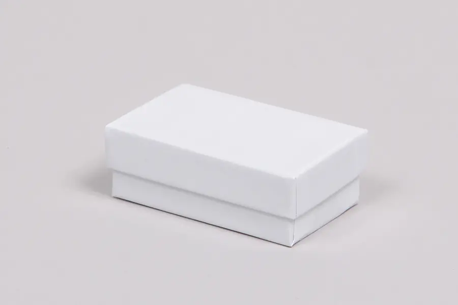 3L x 2-1/8W x 1H, 2-Piece Set-Up Jewelry Boxes w/Fiber Insert, Gloss White