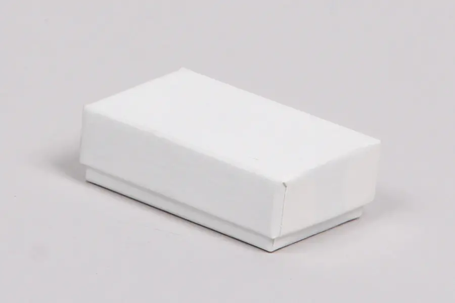 2-1/2L x 1-1/2W x 7/8H, 2-Piece Set-Up Jewelry Boxes w/Fiber Insert, Gloss White