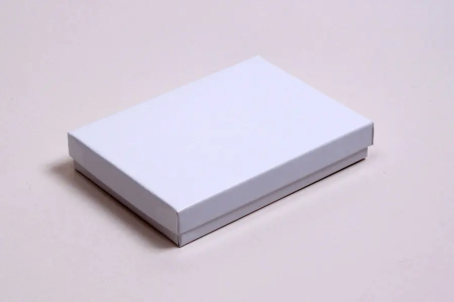 3-3/4L x 5-1/4W x 7/8H, 2-Piece Set-Up Jewelry Boxes w/Fiber Insert, Gloss White