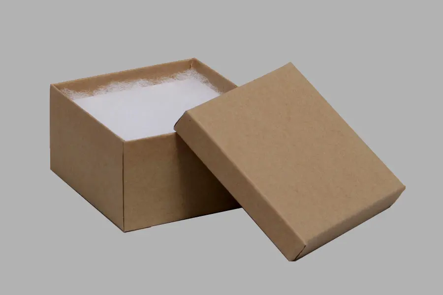 3-1/2L x 3-1/2W x 2H, 2-Piece Set-Up Jewelry Boxes w/Fiber Insert, Natural Kraft