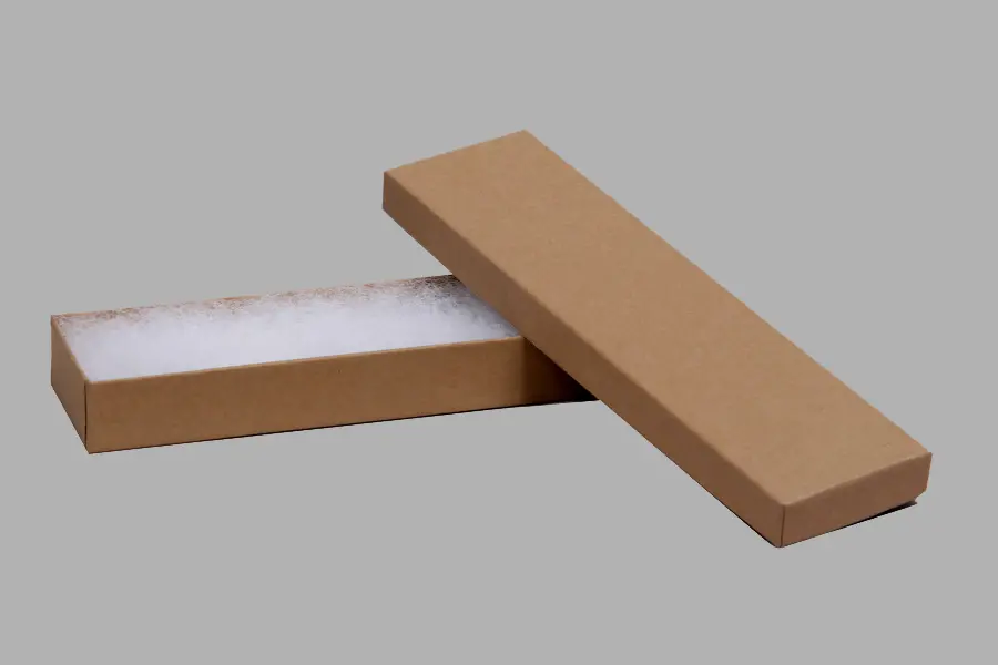 2L x 8W x 7/8H, 2-Piece Set-Up Jewelry Boxes w/Fiber Insert, Natural Kraft