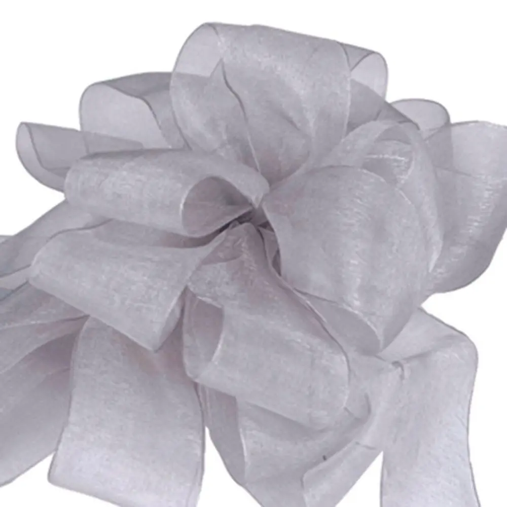 1-1/2W x 100 yds, Sheer Organza Ribbon, Metallic Silver