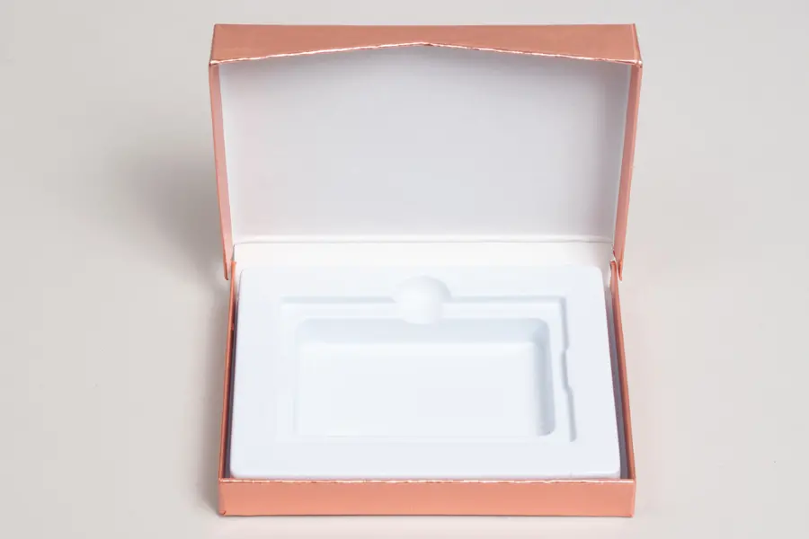 4-5/8L x 3-3/8W x 5/8H, Flip-Boxes Gift Card Boxes - Plastic Insert, Brushed Rose Gold