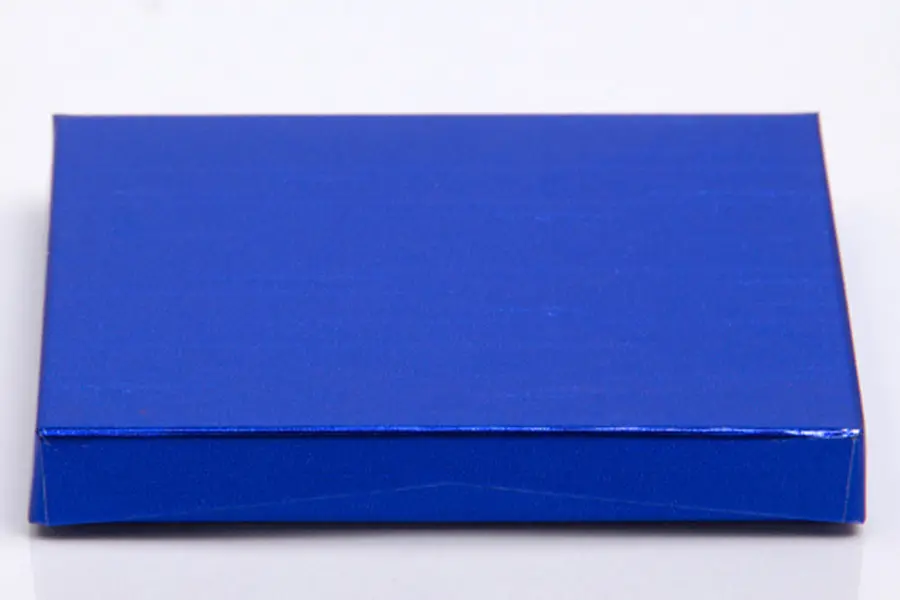 4-5/8L x 3-3/8W x 5/8H, Flip-Boxes Gift Card Boxes - Plastic Insert, Blue Metallic Embossed