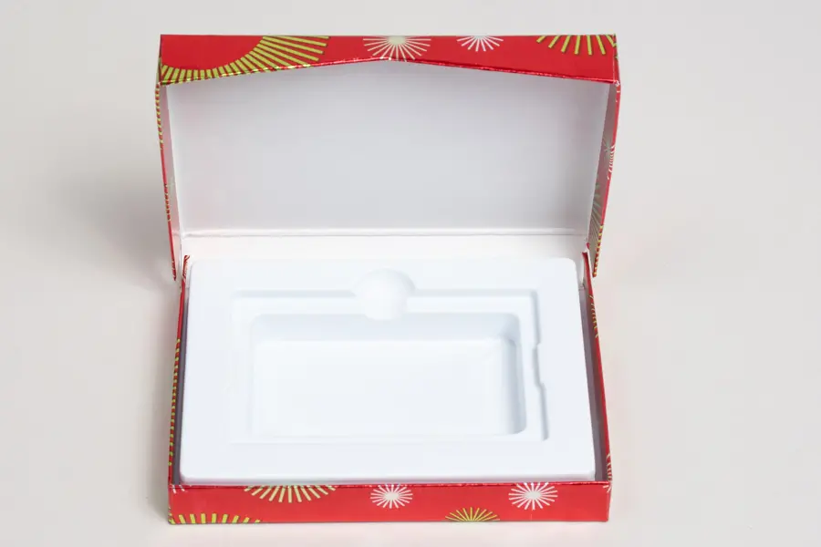 4-5/8L x 3-3/8W x 5/8H, Flip-Boxes Gift Card Boxes - Plastic Insert, Holiday Bursts