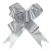 4-1/2W, Instant Pull Pom Bows, Metallic Silver
