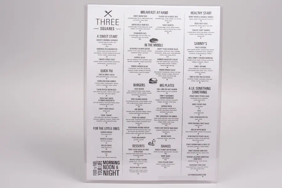 8-1/2W x 11L, Menu Sleeves, Clear