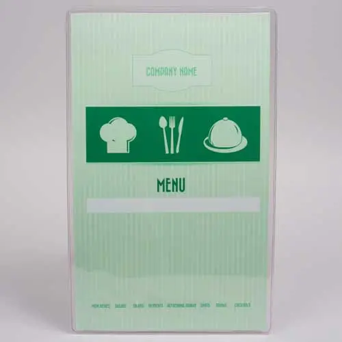 9-1/2W x 15-3/4L, Menu Sleeves, Insert Included, Clear