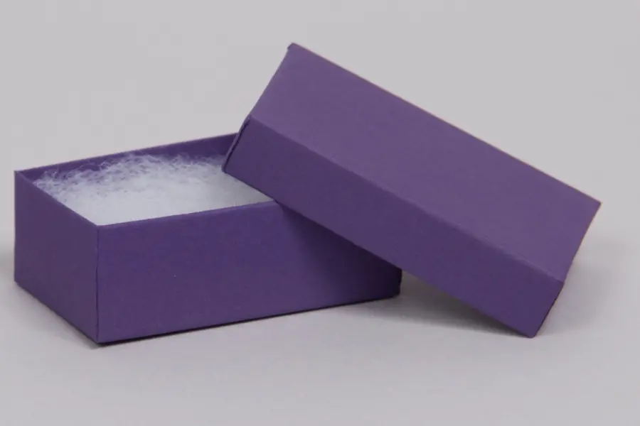 2-1/2L x 1-1/2W x 7/8H, 2-Piece Set-Up Jewelry Boxes w/Fiber Insert, Deep Purple