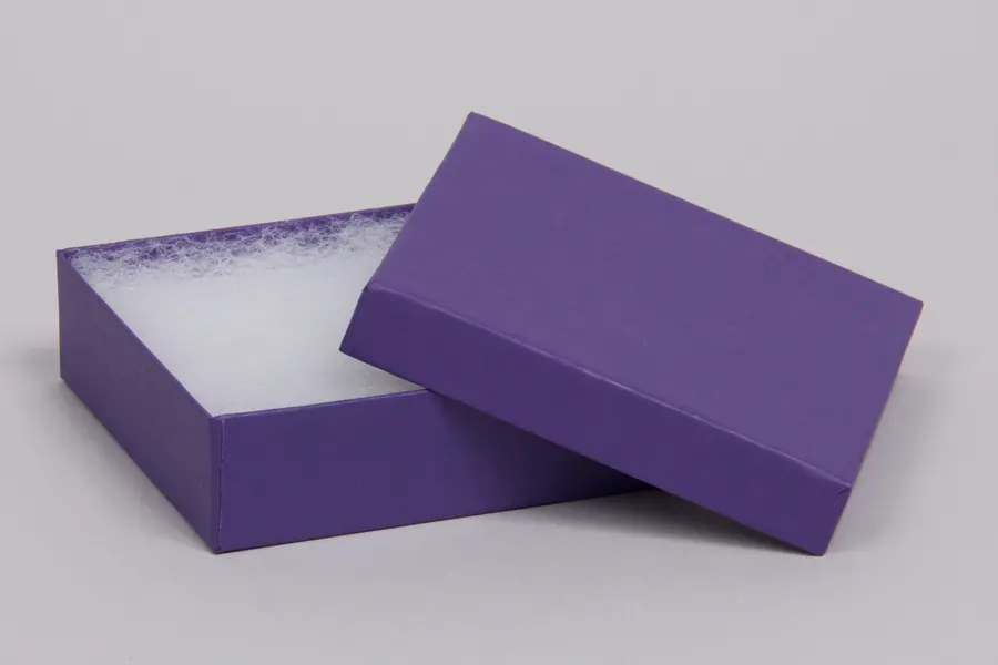 3-1/2L x 3-1/2W x 1H, 2-Piece Set-Up Jewelry Boxes w/Fiber Insert, Matte Purple