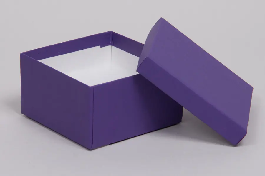 3-1/2L x 3-1/2W x 2H, 2-Piece Set-Up Jewelry Boxes w/Fiber Insert, Deep Purple