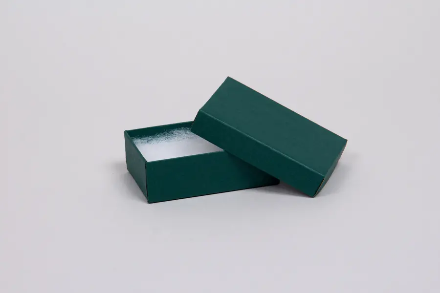 2-1/2L x 1-1/2W x 7/8H, 2-Piece Set-Up Jewelry Boxes w/Fiber Insert, Dark Green