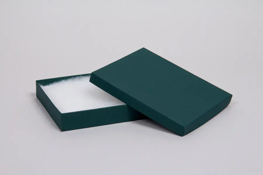 3-3/4L x 5-1/4W x 7/8H, 2-Piece Set-Up Jewelry Boxes w/Fiber Insert, Dark Green