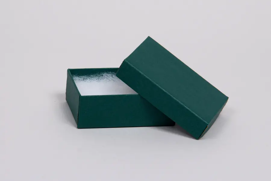 3L x 2-1/8W x 1H, 2-Piece Set-Up Jewelry Boxes w/Fiber Insert, Dark Green