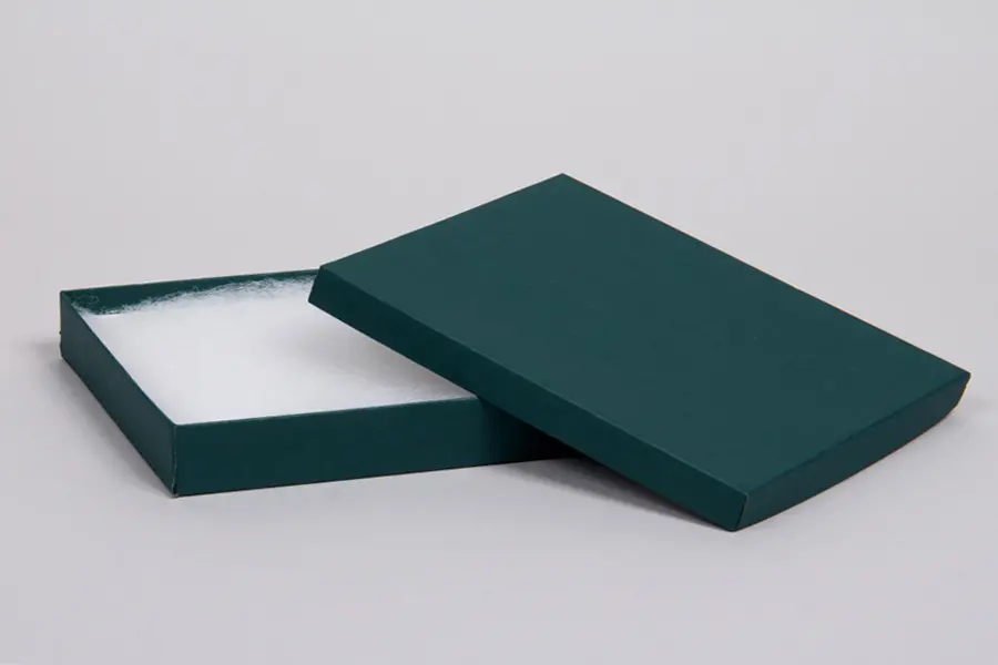 6L x 5W x 1H, 2-Piece Set-Up Jewelry Boxes w/Fiber Insert, Dark Green