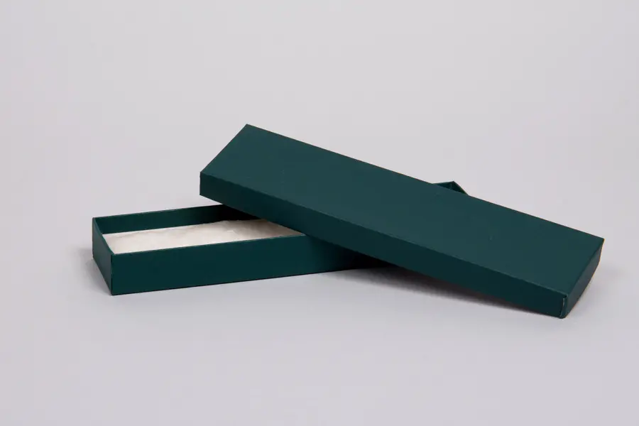 2L x 8W x 7/8H, 2-Piece Set-Up Jewelry Boxes w/Fiber Insert, Dark Green