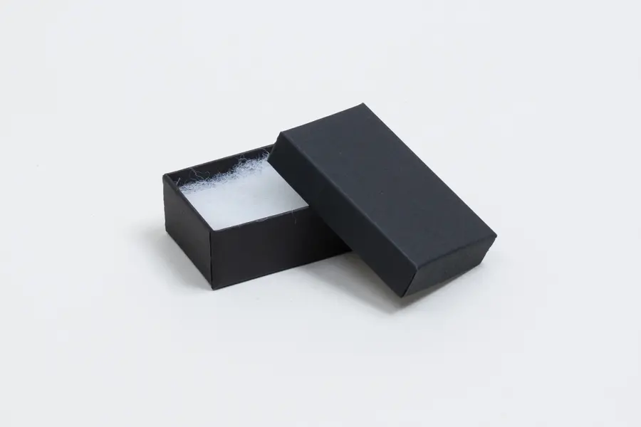 2-1/2L x 1-1/2W x 7/8H, 2-Piece Set-Up Jewelry Boxes w/Fiber Insert, Onyx