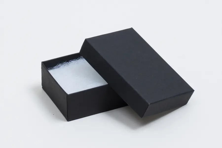3L x 2-1/8W x 1H, 2-Piece Set-Up Jewelry Boxes w/Fiber Insert, Onyx