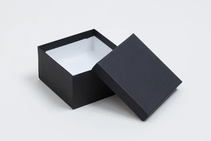 3-1/2L x 3-1/2W x 2H, 2-Piece Set-Up Jewelry Boxes w/Fiber Insert, Onyx