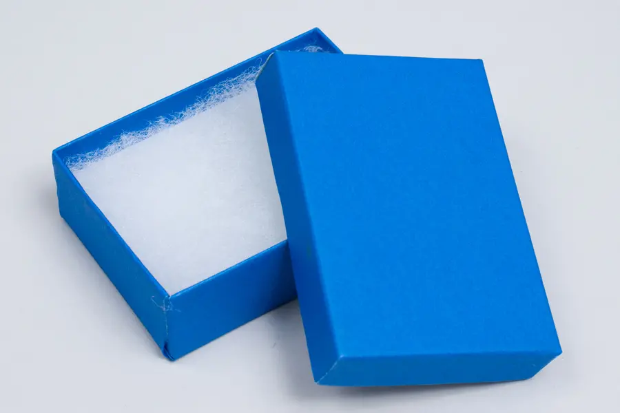 2-1/8L x 3W x 1H, 2-Piece Set-Up Jewelry Boxes w/Fiber Insert, Matte Cobalt Blue