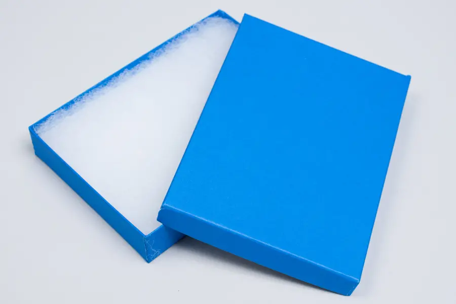 3-3/4L x 5-1/4W x 7/8H, 2-Piece Set-Up Jewelry Boxes w/Fiber Insert, Matte Cobalt Blue