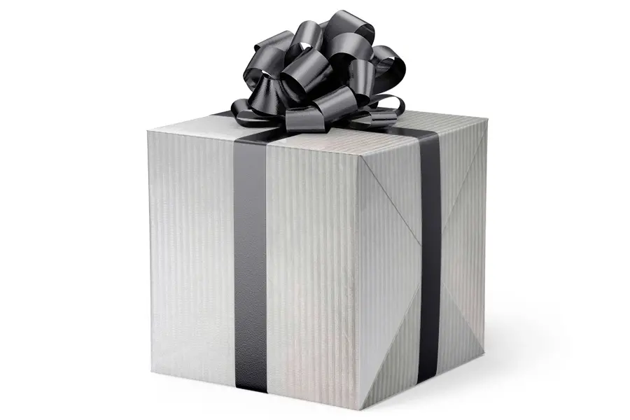 24W x 417 ft, Everyday Wrapping Paper, Pale Silver Herringbone