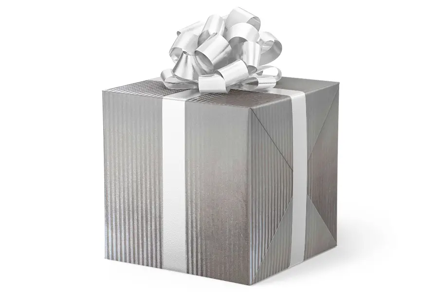 24W x 417 ft, Everyday Wrapping Paper, Silver Herringbone