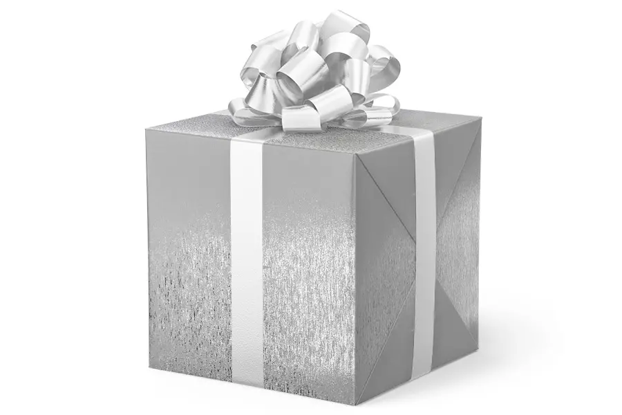24W x 417 ft, Solid Wrapping Paper, Silver Crash Linen