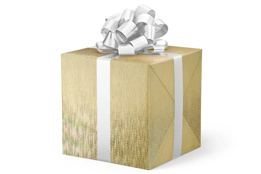 24W x 417 ft, Solid Wrapping Paper, Gold Crash Linen
