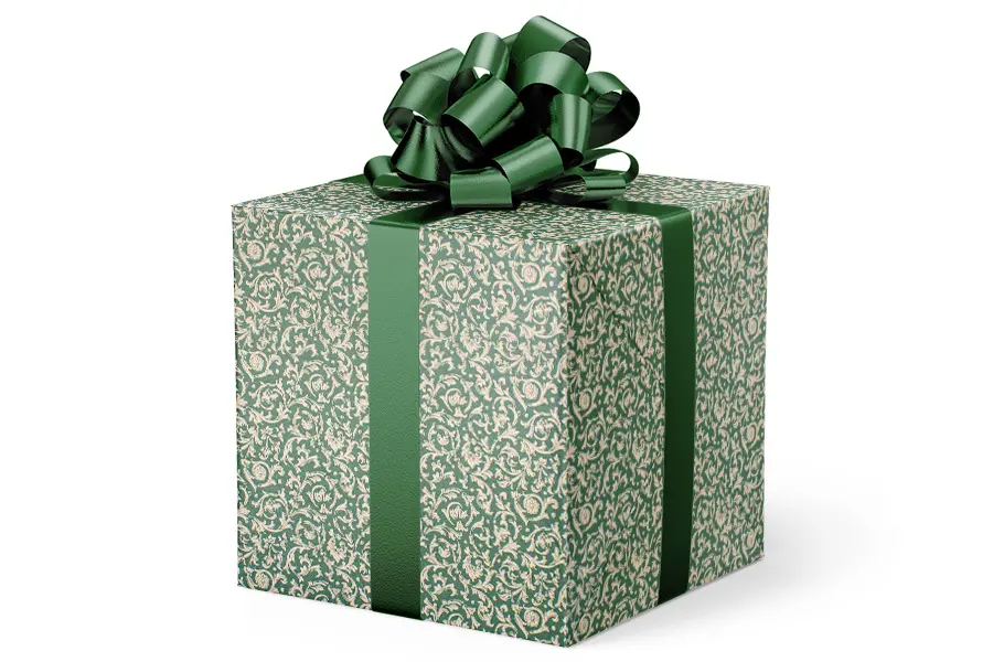 24W x 417 ft, Solid Wrapping Paper, Green Florentine