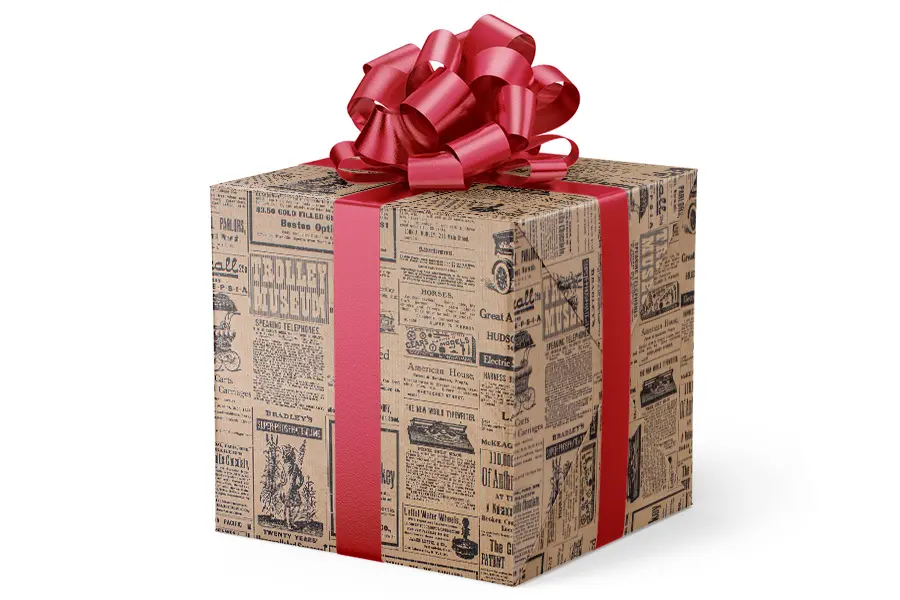 24W x 417 ft, Everyday Wrapping Paper, Newsprint Lenox Lined