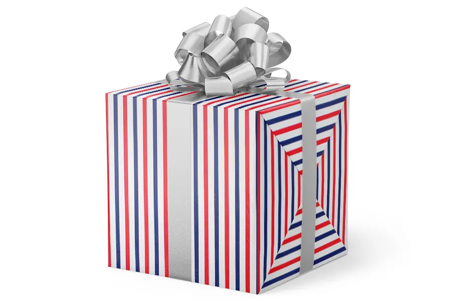 24W x 417 ft, Everyday Wrapping Paper, Red & Blue Stripe