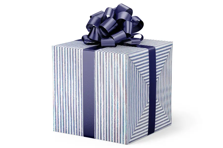 24W x 417 ft, Everyday Wrapping Paper, Blue Ticking Stripe