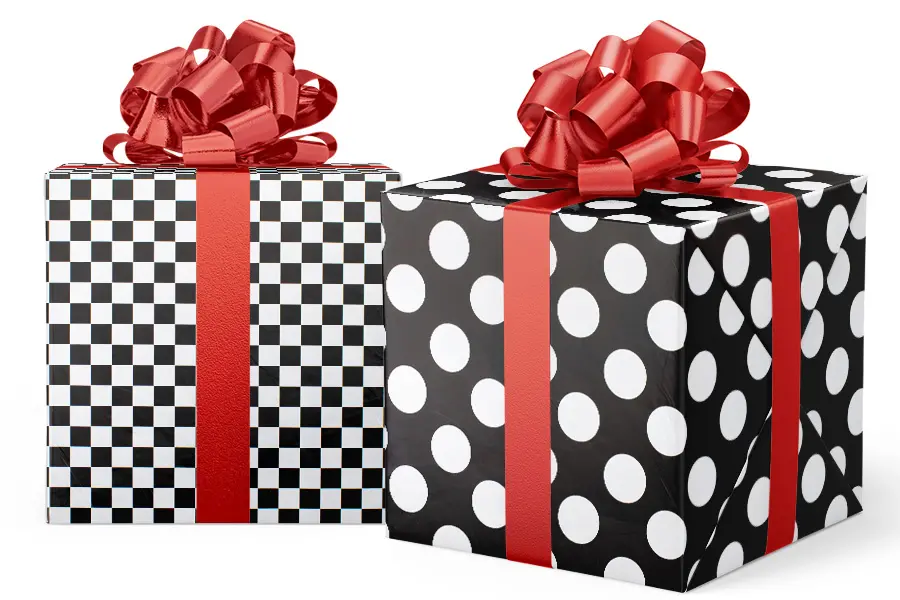 24W x 417 ft, Everyday Wrapping Paper, Dots & Checks Rev.