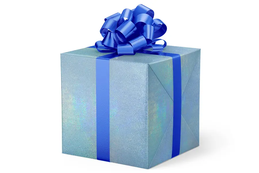 24W x 417 ft, Everyday Wrapping Paper, Solid Blue on Holographic
