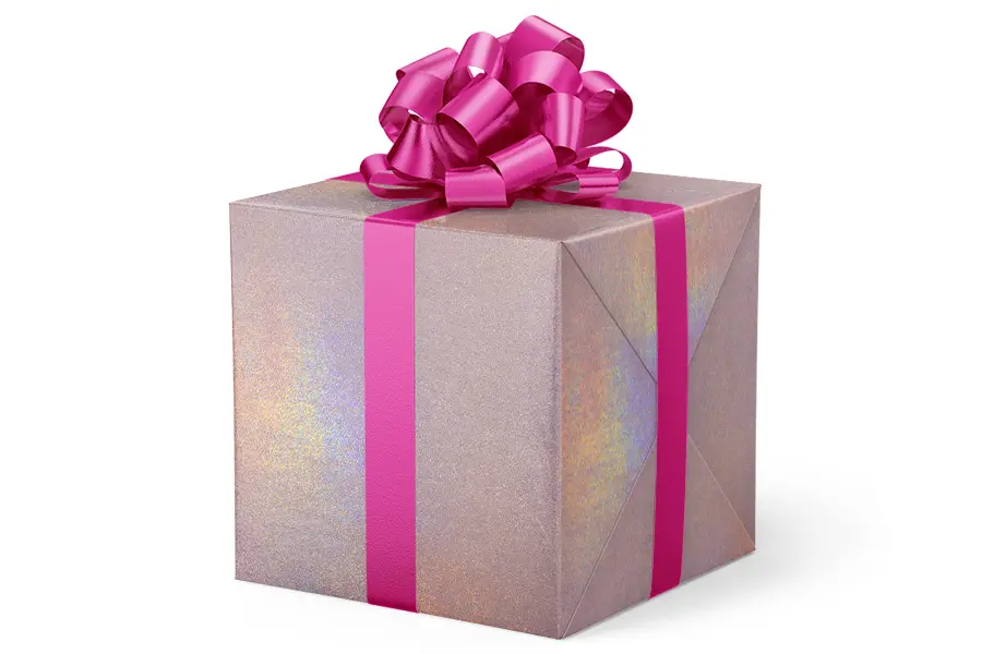 24W x 417 ft, Everyday Wrapping Paper, Solid Pink on Holographic
