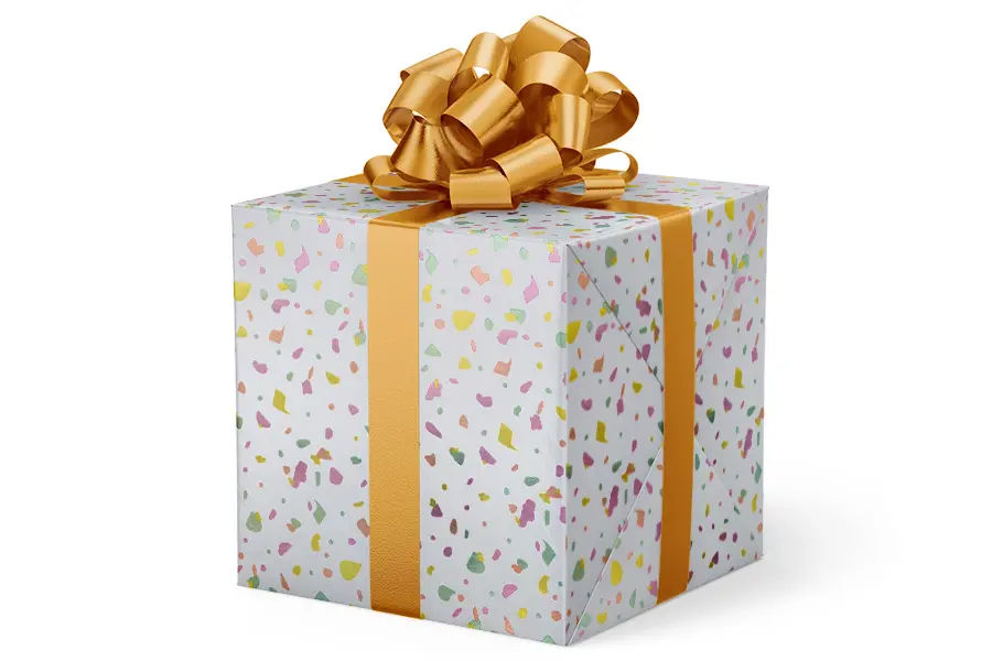 24W x 417 ft, Everyday Wrapping Paper, Terrazzo White