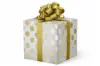 24W x 417 ft, Holiday Wrapping Paper, Gold-White Large Dots